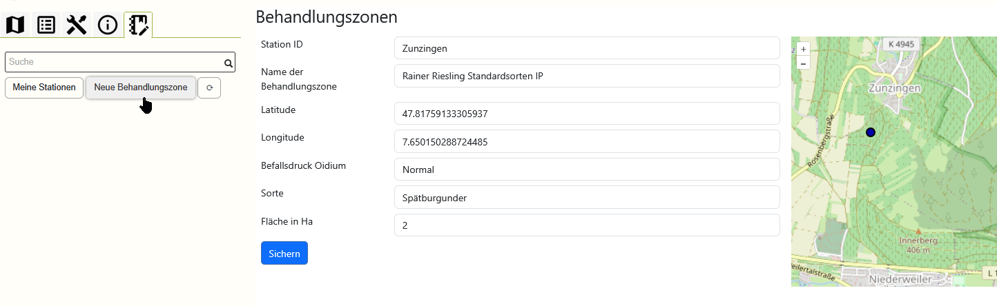 Anlegen Behandlungszone