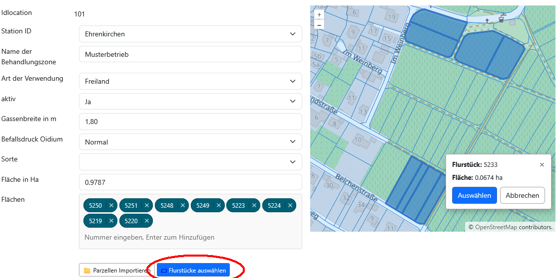 Flurstücke auswählen
